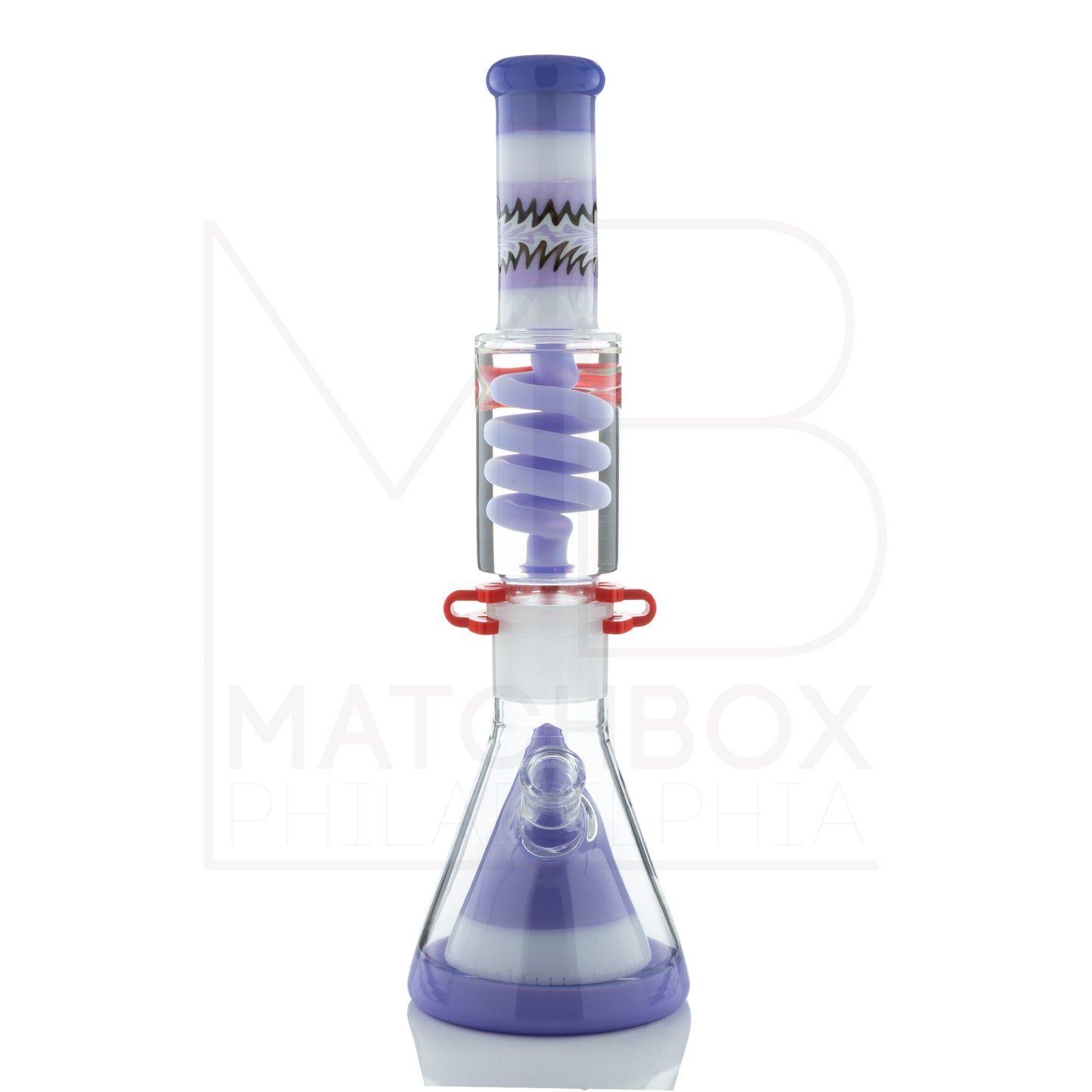 16" Worked Pyramid Coil Beaker | Purple & White