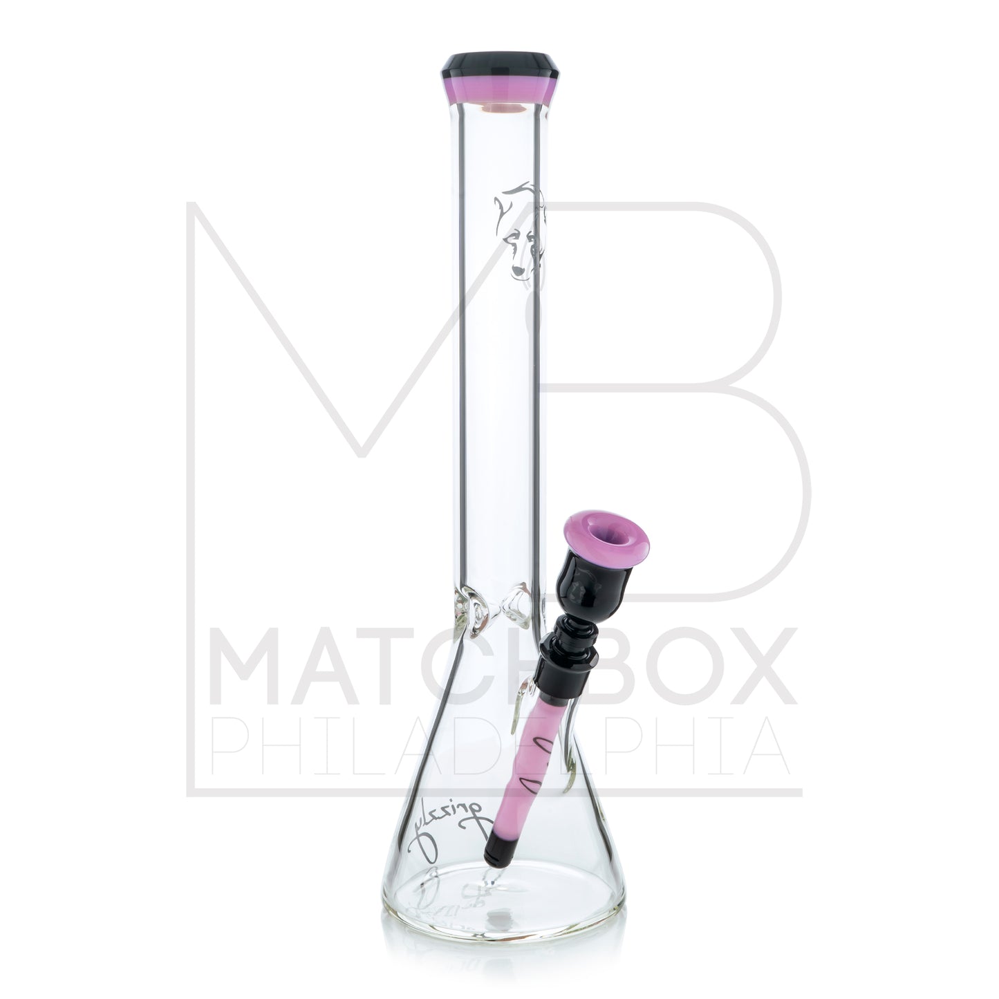 18" 7mm Beaker | Black & Pink