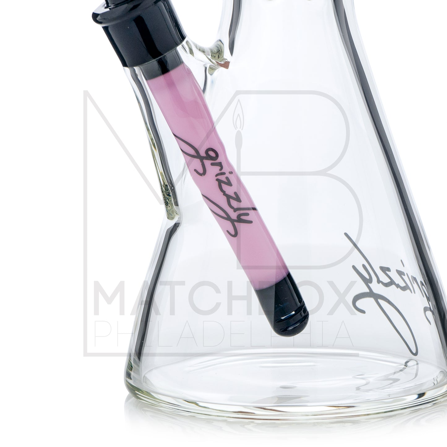 18" 7mm Beaker | Black & Pink