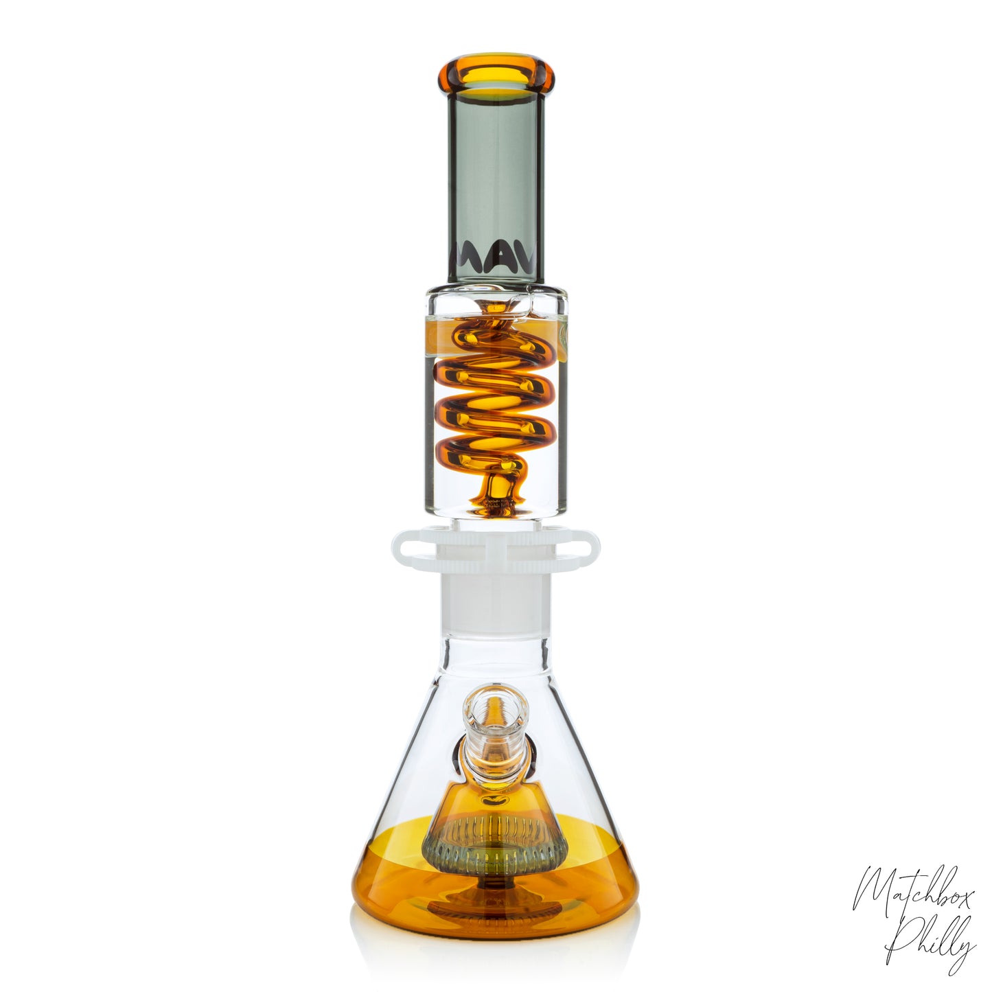 14" Pyramid Coil Beaker | Amber & Smoke