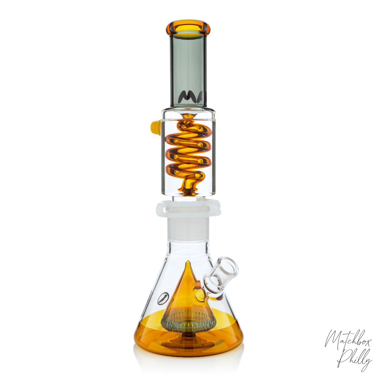 14" Pyramid Coil Beaker | Amber & Smoke