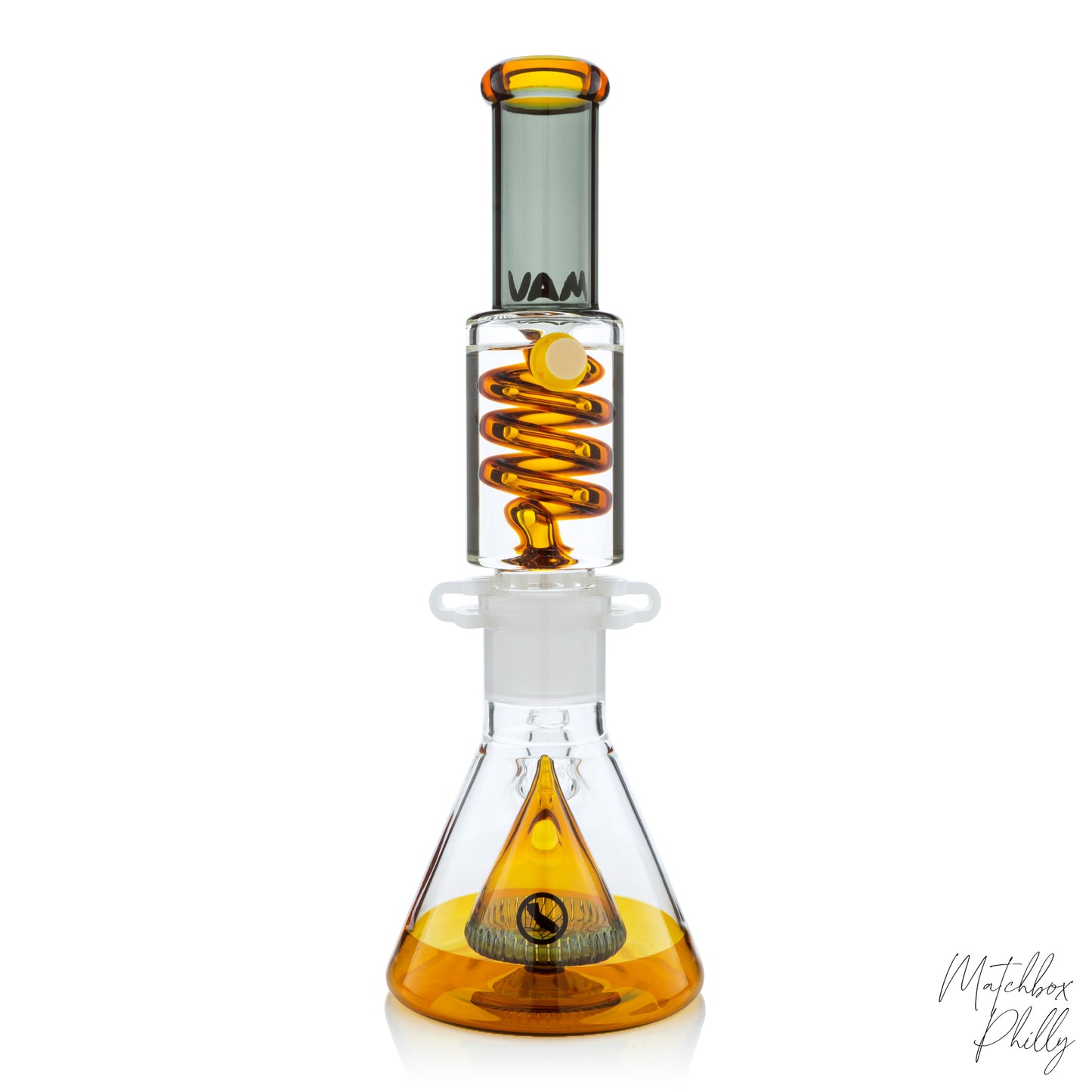 14" Pyramid Coil Beaker | Amber & Smoke