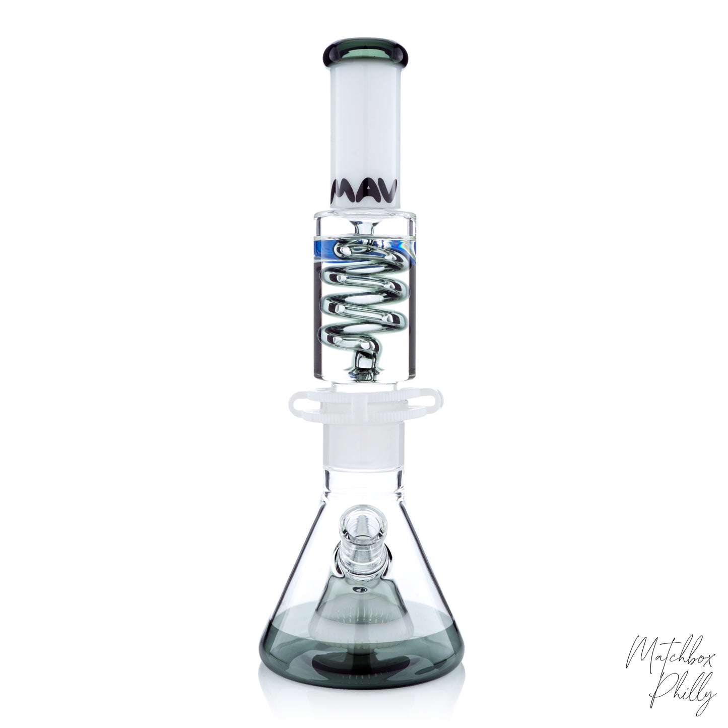 14" Pyramid Coil Beaker | Smoke & White