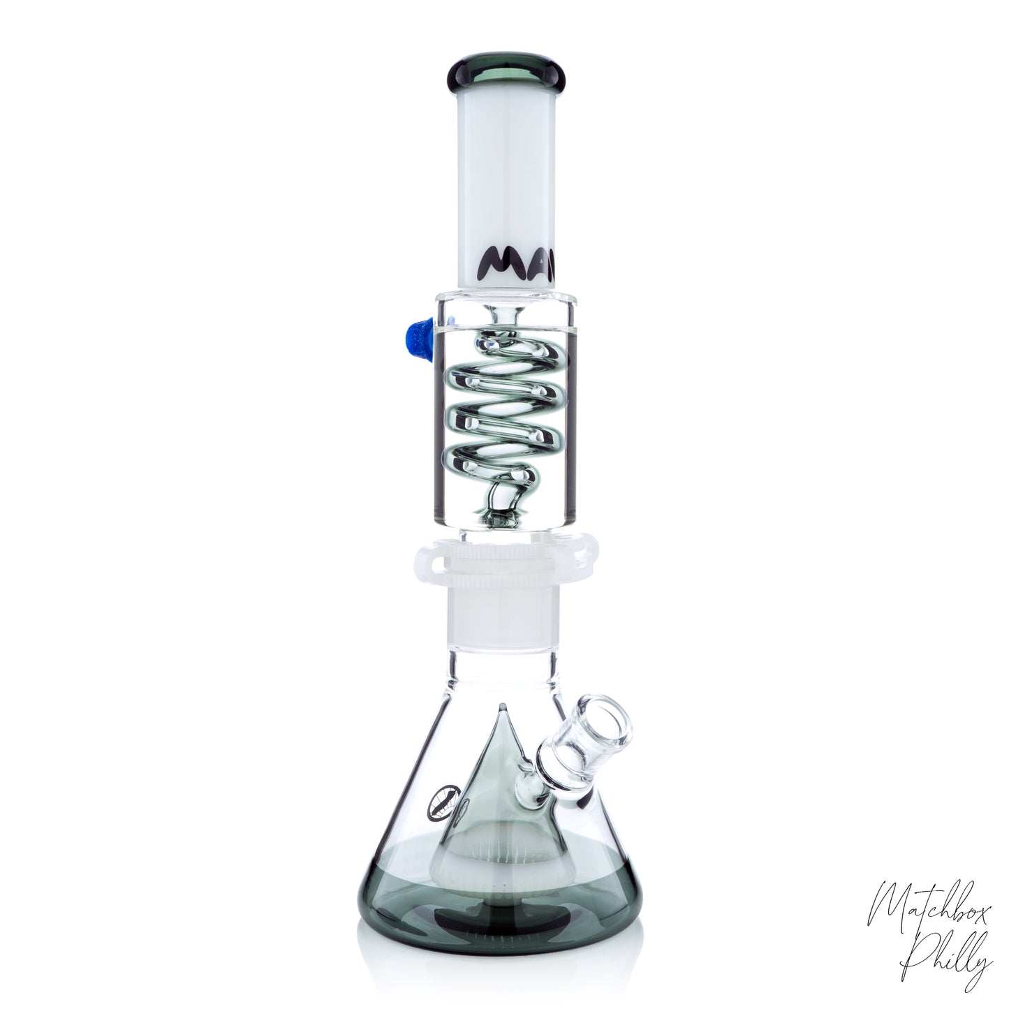 14" Pyramid Coil Beaker | Smoke & White