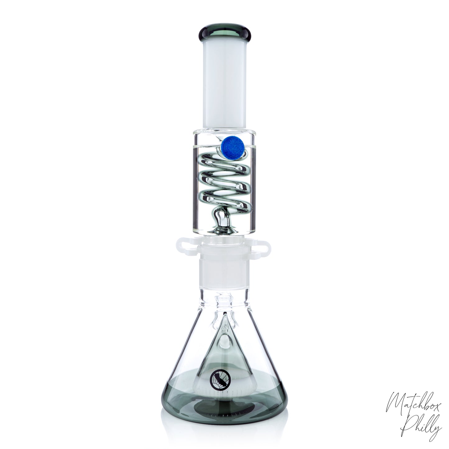 14" Pyramid Coil Beaker | Smoke & White