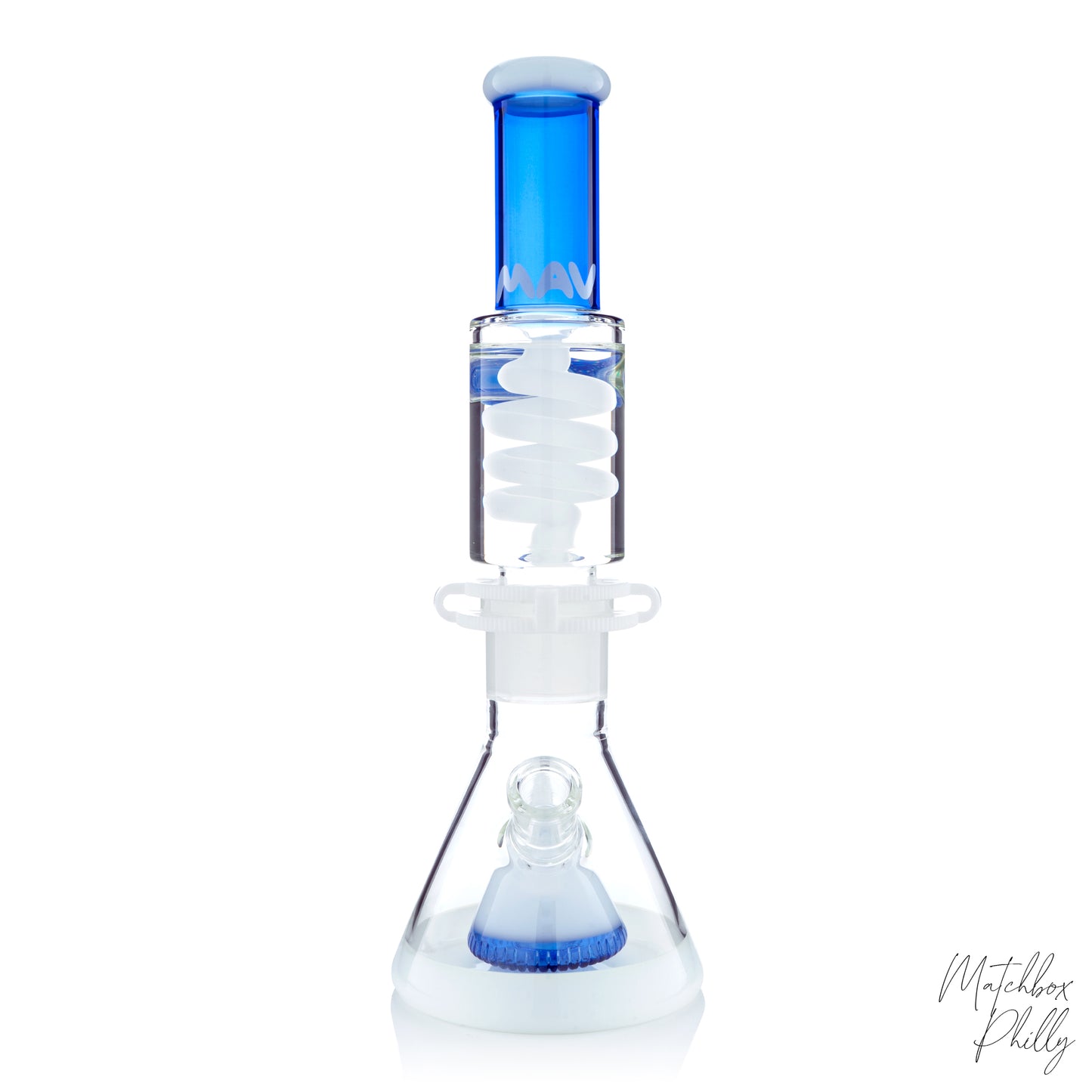 14" Pyramid Coil Beaker | White & Blue