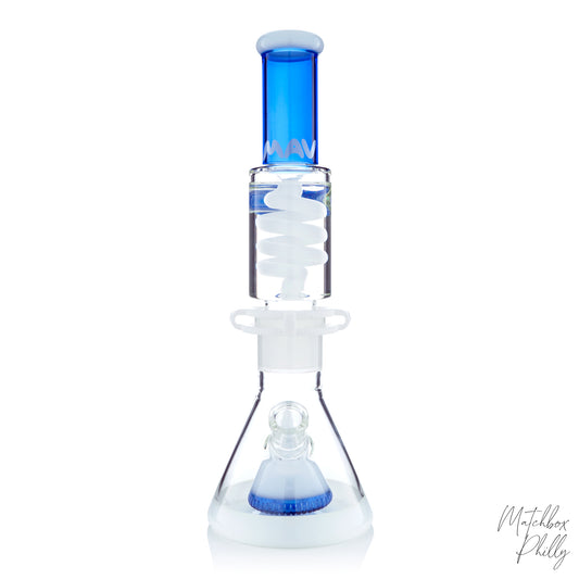 14" Pyramid Coil Beaker | White & Blue