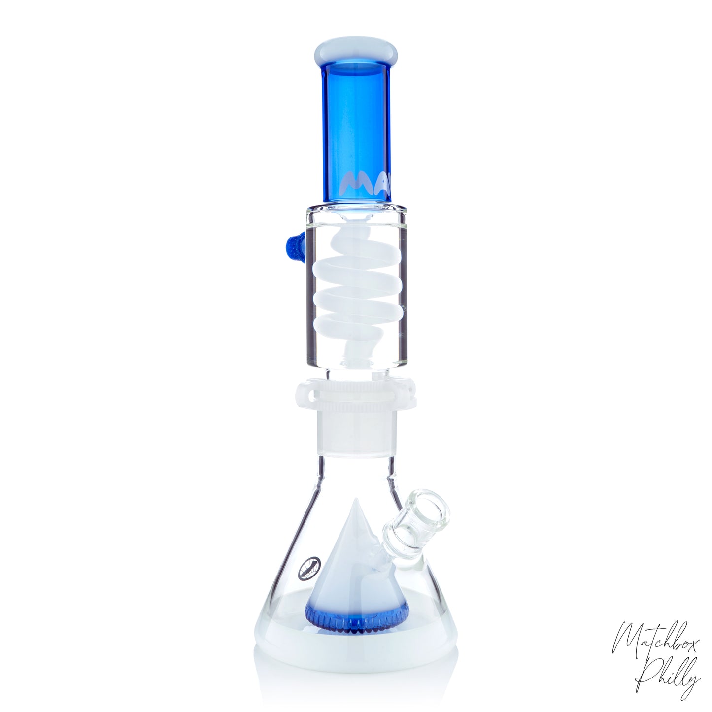 14" Pyramid Coil Beaker | White & Blue