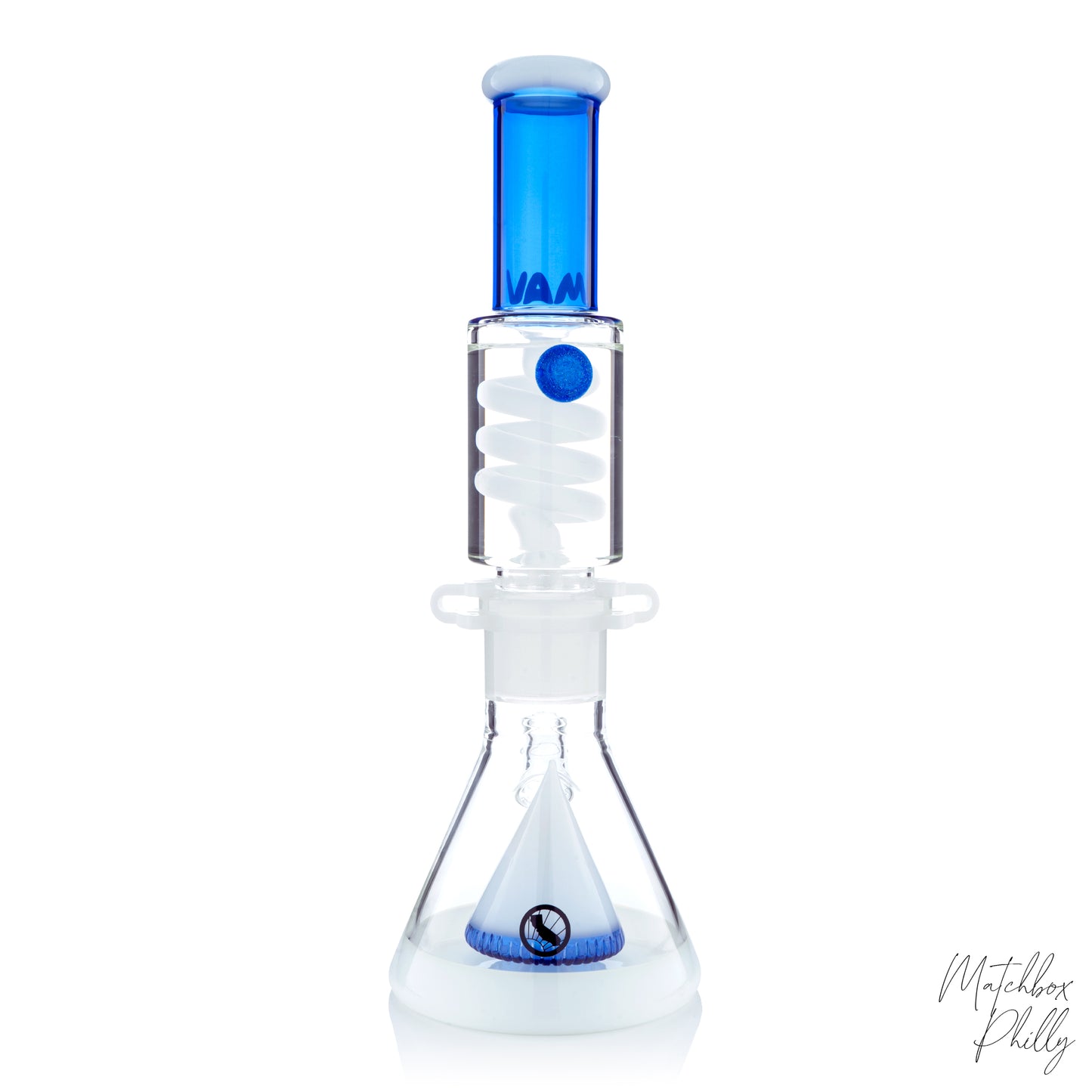 14" Pyramid Coil Beaker | White & Blue