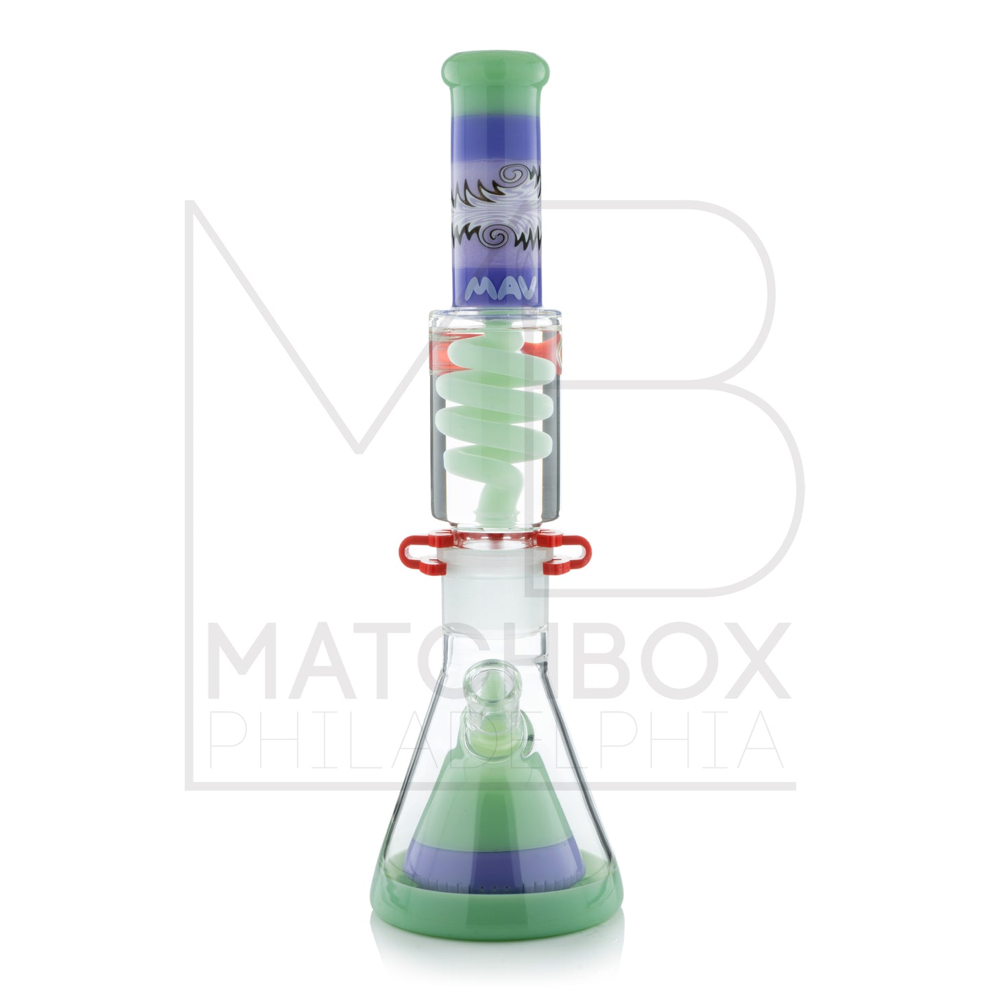 16" Worked Pyramid Coil Beaker | Seafoam & Purple