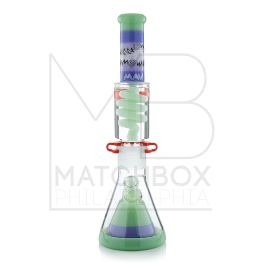 16" Worked Pyramid Coil Beaker | Seafoam & Purple