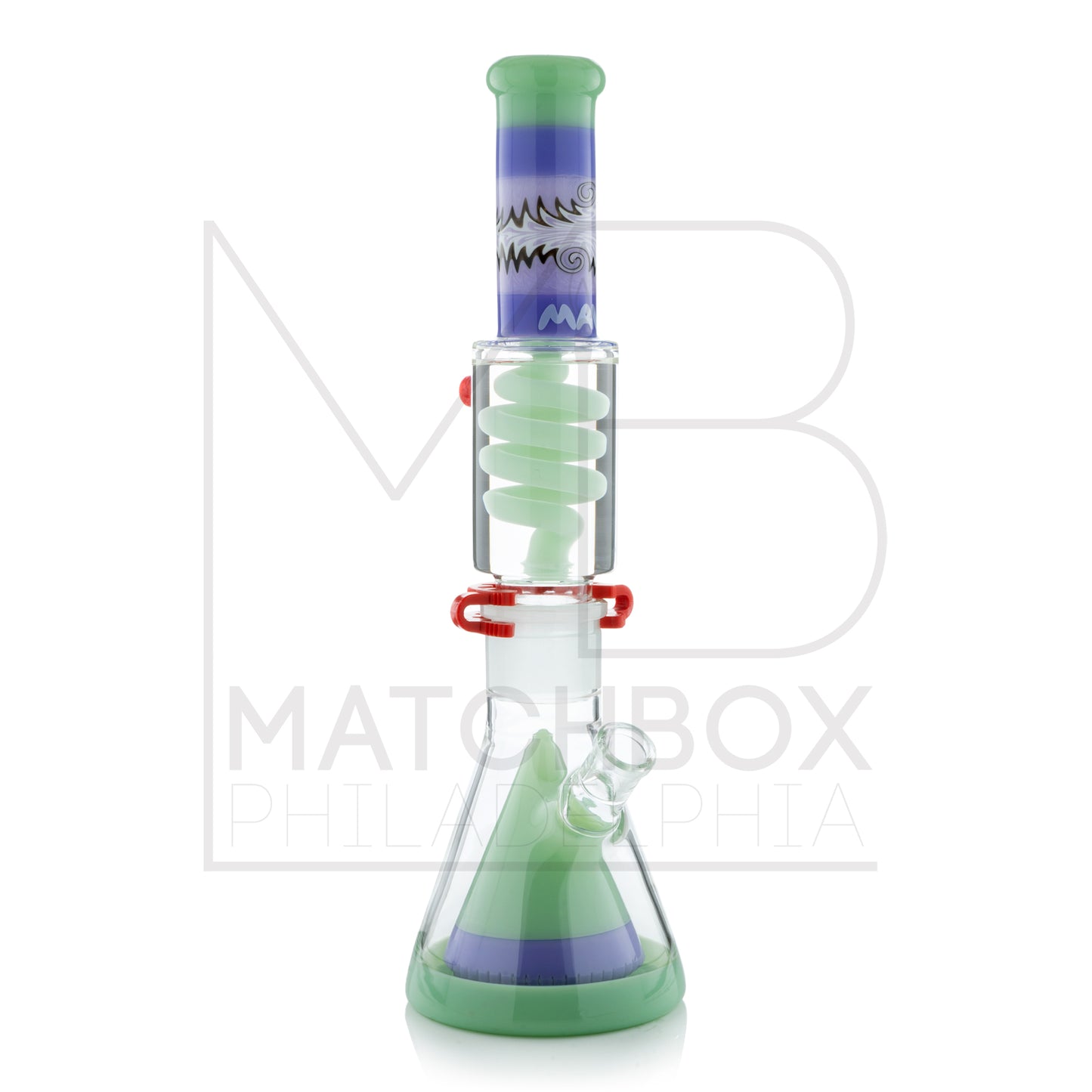 16" Worked Pyramid Coil Beaker | Seafoam & Purple