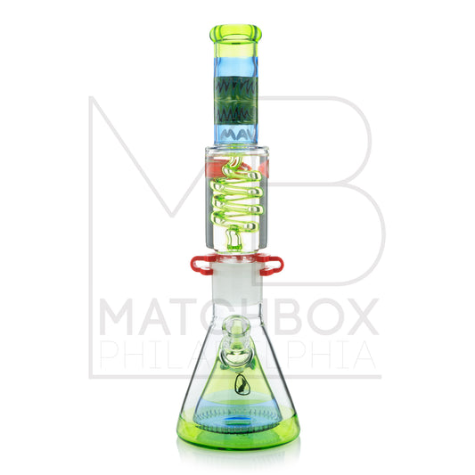 16" Worked Pyramid Coil Beaker | Green & Blue