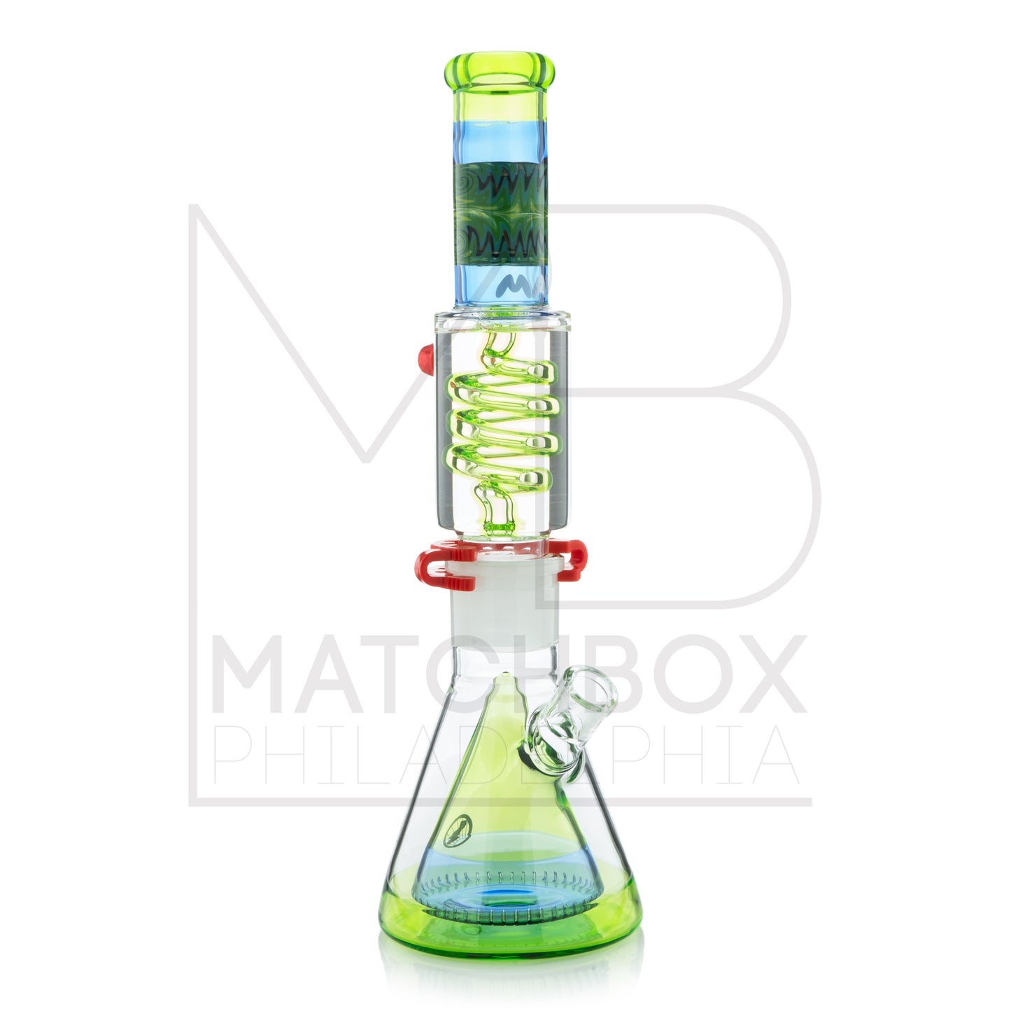 16" Worked Pyramid Coil Beaker | Green & Blue