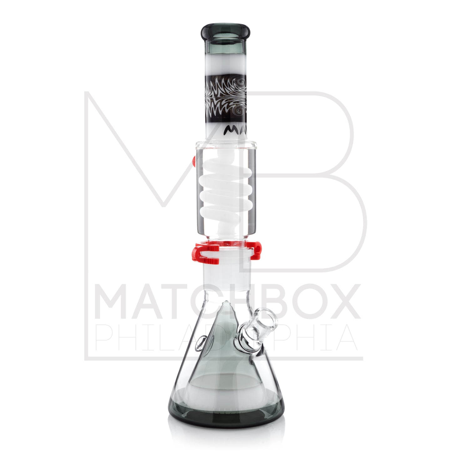 16" Worked Pyramid Coil Beaker | White & Shadow